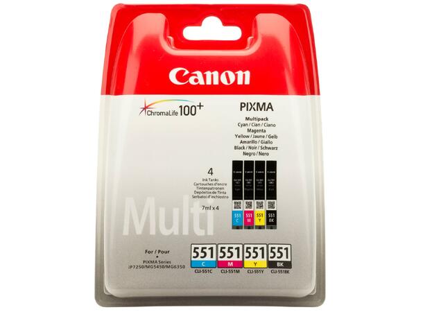 Canon Blekk CLI-551 Multipakke Cyan, Magenta, Yellow og Svart farge